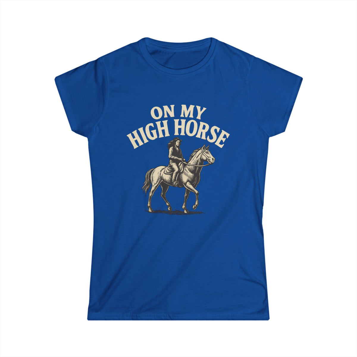 On My High Horse Softstyle Tee in Royal Blue Color | Pretty & Petty | Pretty and Petty