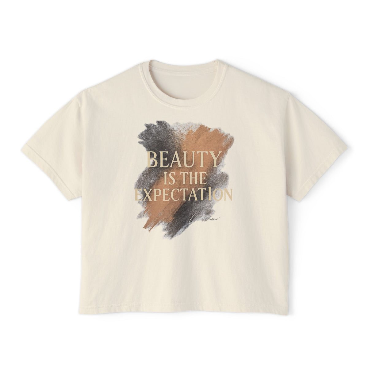 Beauty Is the Expectation Boxy Tee in Ivory Color | Pretty & Petty | Pretty and Petty