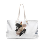 Beauty Is The Expectation Weekender Bag in White Color | Pretty & Petty | Pretty and Petty