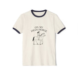 On My High Horse Tee in Natural Color with Midnight Navy Lines | Pretty & Petty | Pretty and Petty
