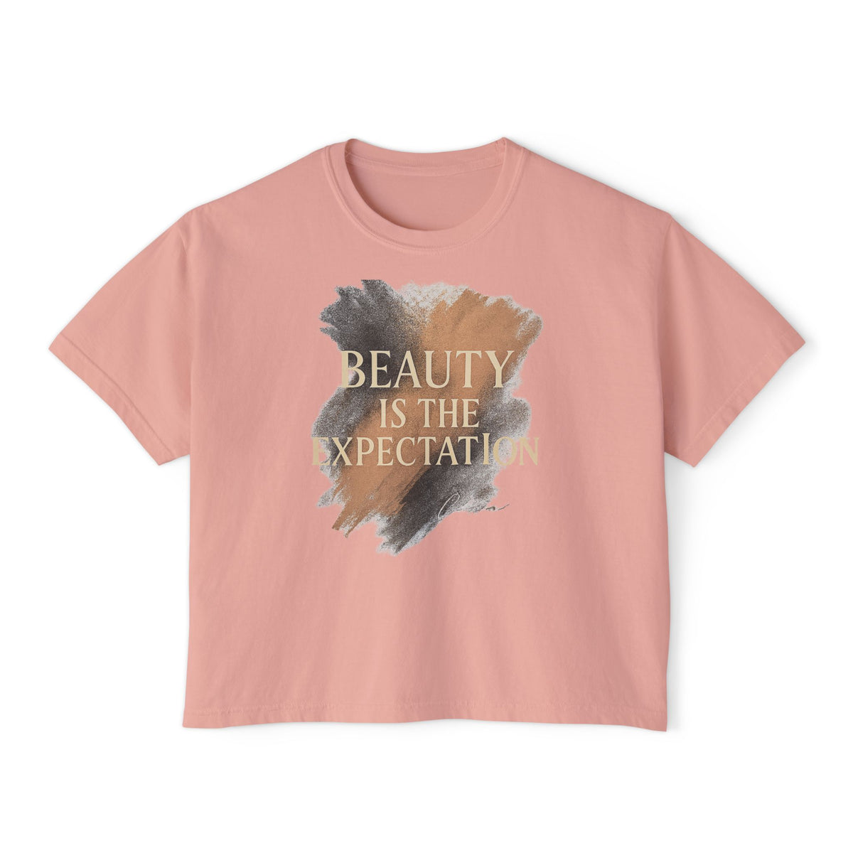 Beauty Is the Expectation Boxy Tee in Peach Color | Pretty & Petty | Pretty and Petty