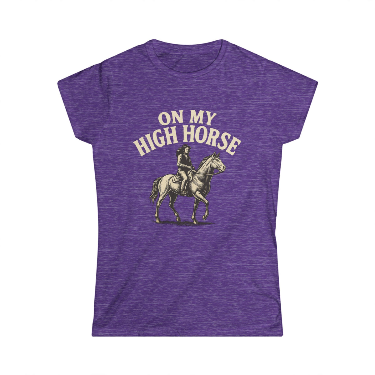 On My High Horse Softstyle Tee in Heather Purple Color | Pretty & Petty | Pretty and Petty