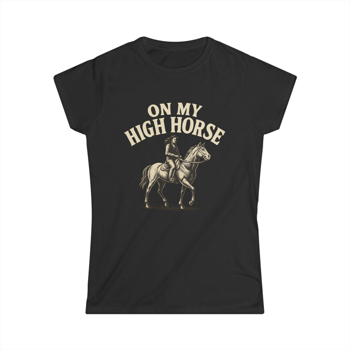 On My High Horse Softstyle Tee in Black Color | Pretty & Petty | Pretty and Petty