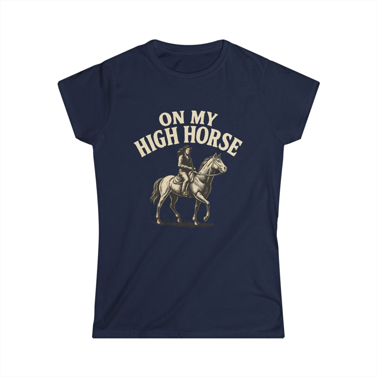 On My High Horse Softstyle Tee in Navy Color | Pretty & Petty | Pretty and Petty