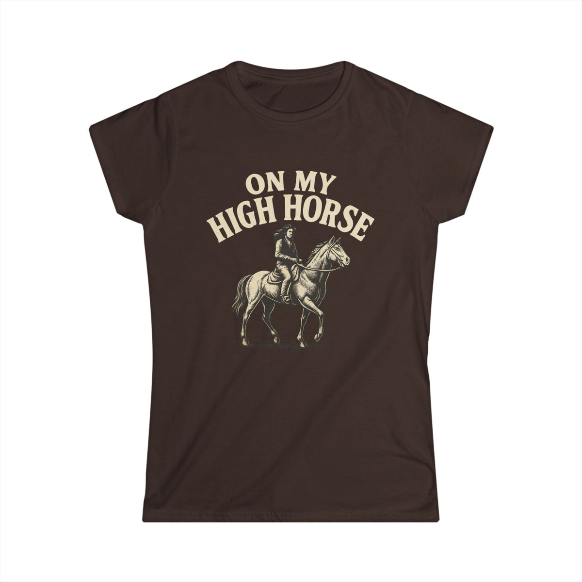 On My High Horse Softstyle Tee in Brown Color | Pretty & Petty | Pretty and Petty