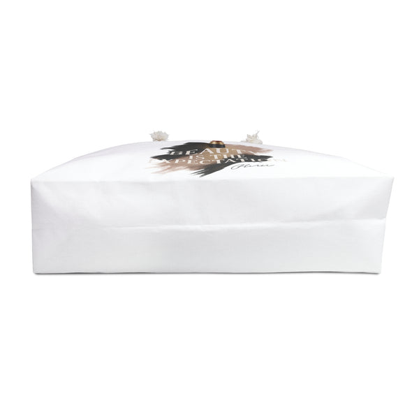 Beauty Is The Expectation Weekender Bag in White Color | Pretty & Petty | Pretty and Petty
