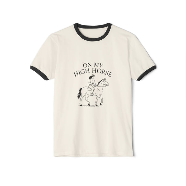 On My High Horse Tee in Natural Color with Black Lines | Pretty & Petty | Pretty and Petty