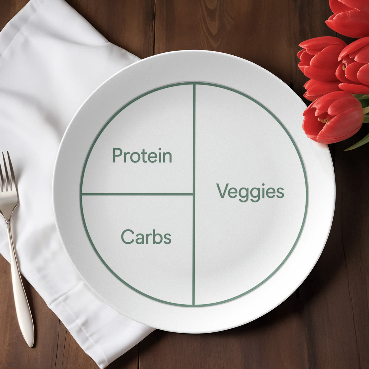 4x400 Lifestyle 7" Portion Plate | Eat Simply. Stay Balanced